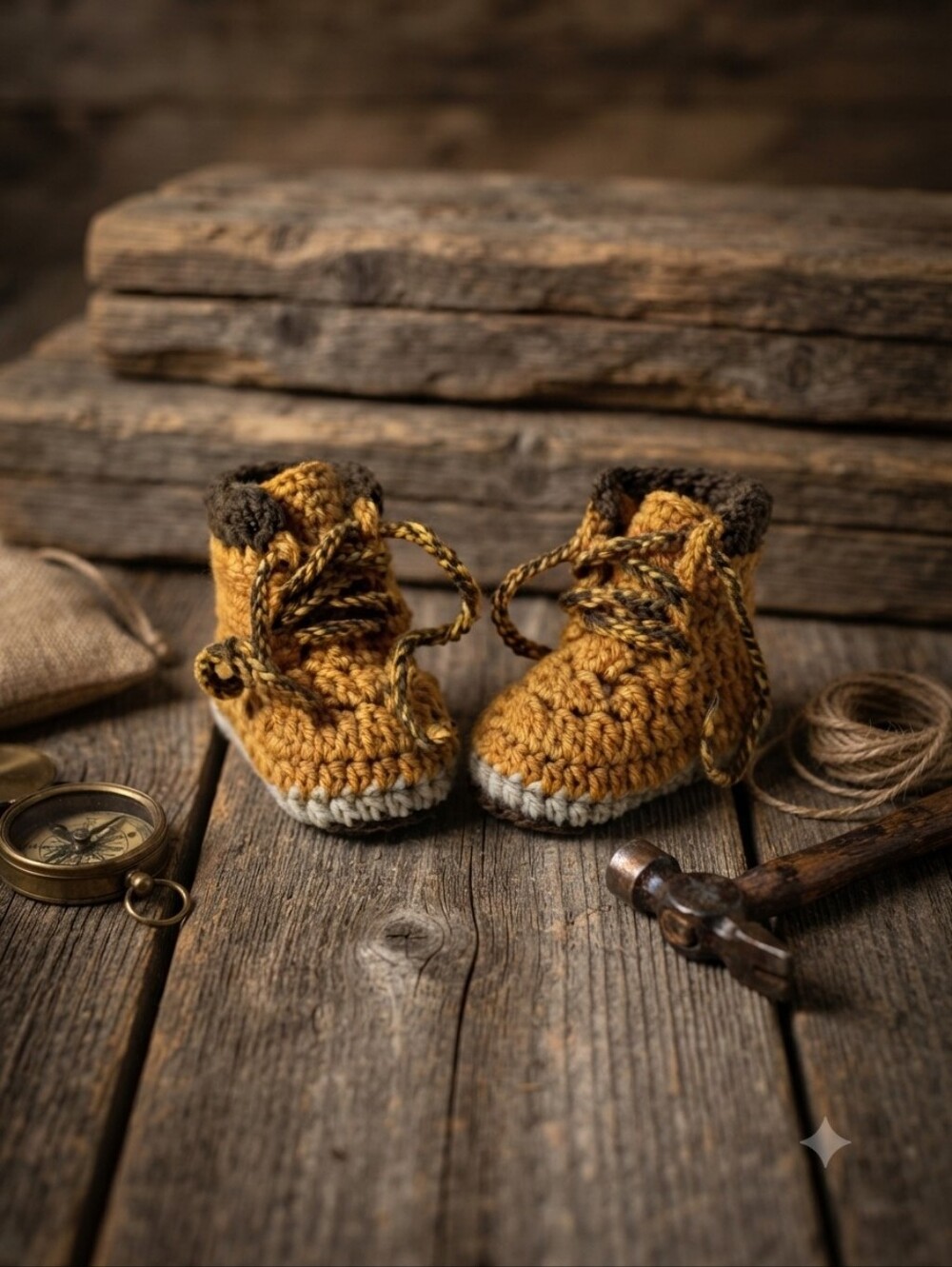 Handmade Crochet Baby Timberland Work Booties 0-3 Months
